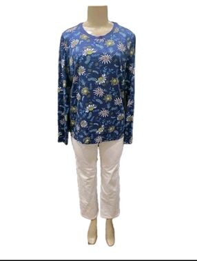 Lands End Women's Tops Size M Petites Long Sleeve Floral